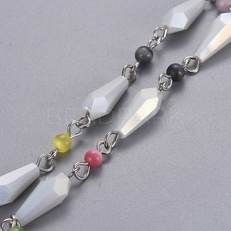 Handmade Faceted Electroplate Glass Beaded Chains AJEW-JB00484-05-1