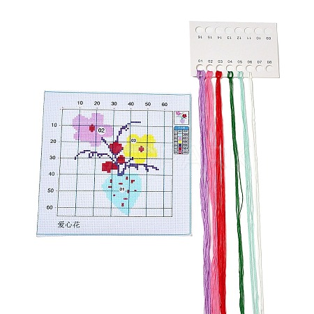 Flower Pattern DIY Cross Stitch Beginner Kits DIY-NH0004-03B-1