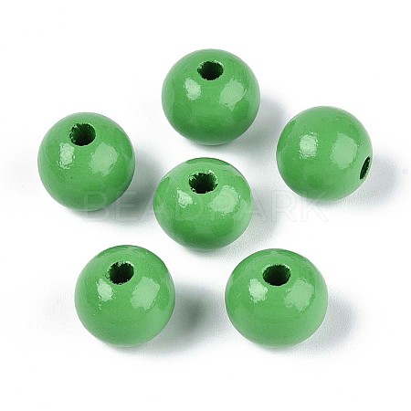 Spray Painted Round Natural Schima Wood Beads WOOD-A018-14mm-08-1