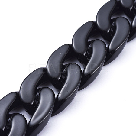 Handmade Opaque Acrylic Curb Chains AJEW-JB00564-02-1
