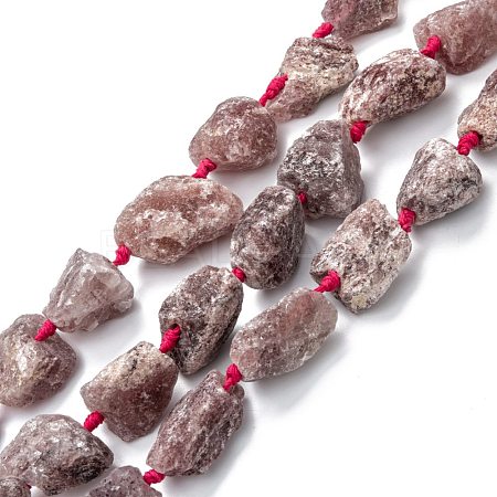 Rough Raw Natural Strawberry Quartz Beads Strands G-G697-E10-1