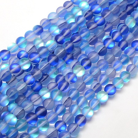 Synthetic Moonstone Beads Strands G-F142-10mm-08-1