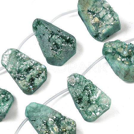 Electroplated Natural Druzy Agate Beads Strands G-N0259-06-1