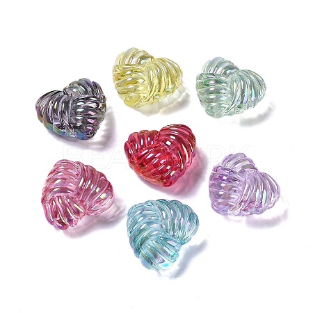 UV Plating Iridescent Acrylic Beads OACR-B021-05-1