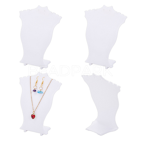 Bust Shaped Plastic Slant Back Necklace Jewelry Storage Rack ODIS-WH0099-35-1