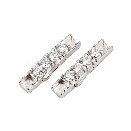 925 Sterling Silver Micro Pave Clear Cubic Zirconia Bayonet Clasps STER-C016-01A-P-1