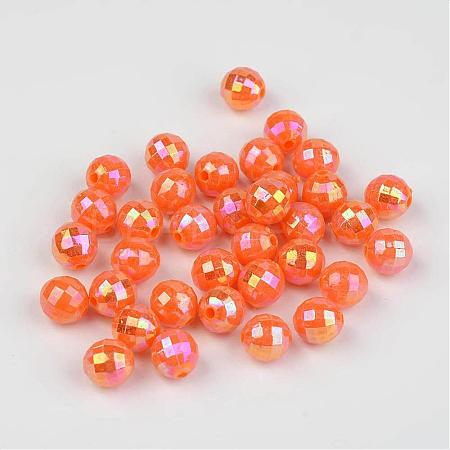 Faceted Colorful Eco-Friendly Poly Styrene Acrylic Round Beads SACR-K001-8mm-73-1