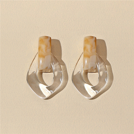 Oval Resin Dangle Stud Earrings FS-WGCF92D-03-1