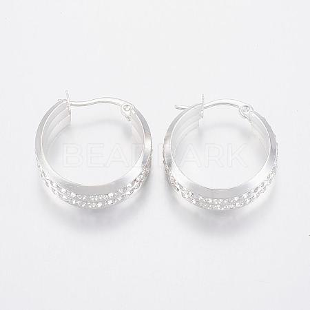 304 Stainless Steel Hoop Earrings EJEW-H332-10S-1