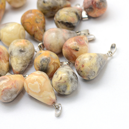 Teardrop Natural Crazy Agate Pendants G-Q435-22-1