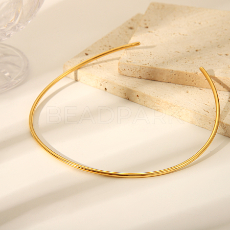 Simple 304 Stainless Steel Round Cuff Choker Necklaces Fashion Jewelry for Women RC6869-3-1