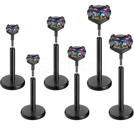 316L Surgical Stainless Steel Pave Colorful Cubic Zirconia Flat Round Internally Threaded Labrets FS-WG7B90D-09-1