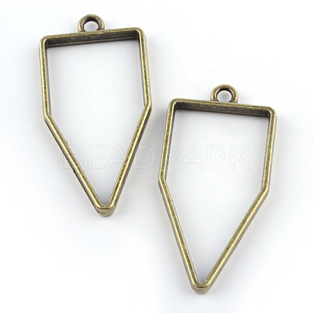 Rack Plating Alloy Polygon Open Back Bezel Pendants PALLOY-S047-10F-FF-1