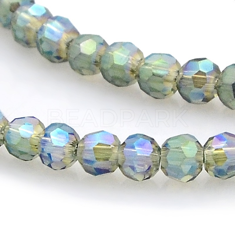 Full Rainbow Plated Glass Faceted(32 Facets) Round Spacer Beads Strands ...