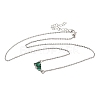 Brass Pave Cubic Zirconia Rectangle and Heart Pendant Cable Chain Necklaces LS-KK-CBAB173-04P-09-4