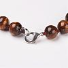 Natural Tiger Eye Beads Necklaces NJEW-F138-10mm-02-3