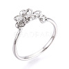 Flower Brass Micro Pave Clear Cubic Zirconia Cuff Ring Settings KK-T076-79P-1