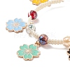 Round Glass Braided Bead Bracelet with Alloy Enamel Flower Charm for Women BJEW-JB08233-01-2