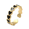 Real 18K Gold Plated 304 Stainless Steel Enamel Cuff Rings LS-RJEW-M171-14G-02-1