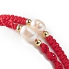 2Pcs 2 Style Natural Pearl Braided Bead Bracelets Set with Nylon Cord for Women BJEW-JB09141-01-5