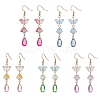 5 Pairs 5 Colors Glass Dangle Earrings EJEW-JE06297-2