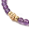 4mm Round Natural Amethyst Beaded Bracelets BJEW-P318-03G-01-2