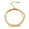 Mother's Day 304 Stainless Steel Mama 2-Strand Snake Chains Bracelets for Women BJEW-Q335-02G-1