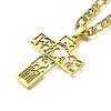 304 Stainless Steel Christian Cross Pendant Cuban Link Chain Necklaces STAS-D196-07G-2