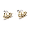 Brass Micro Pave Clear Cubic Zirconia Front Back Stud Earrings EJEW-H123-04G-1