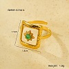 Preserved Flowers 304 Stainless Steel and Epoxy Resin Open Cuff Rings for Women FS-WGCF311-05-1