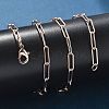 Brass Round Oval Paperclip Chain Necklace Making MAK-S072-04A-RG-4