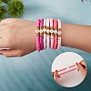 10Pcs 10 Style Handmade Polymer Clay Heishi Beaded Stretch Bracelets Set with Heart BJEW-SW00036-02-5