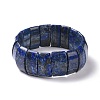 Natural Lapis Lazuli Rectangle Beaded Stretch Bracelet BJEW-P270-02-2