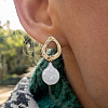 1 Pair Shell Pearl Dangle Stud Earrings EJEW-FI0002-18-4