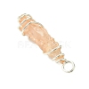 2Pcs Electroplated Natural Quartz Crystal Dyed Copper Wire Wrapped Pendants PALLOY-JF03173-02-5