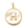 Rack Plating Brass Micro Pave Clear Cubic Zirconia Pendants with Shell KK-M309-42G-H-1