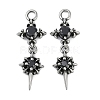 316 Surgical Stainless Steel Micro Pave Cubic Zirconia Pendants X-STAS-G349-03AS-01-1