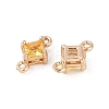 Brass Pave Glass Rhombus Links Connector Charms X1-GLAA-Q088-001D-2
