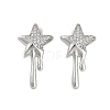 Brass Clear Cubic Zirconia Stud Earrings for Women EJEW-D280-03P-02-1