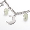 Moon & Star Stainless Steel Gemstone Charm Bracelets BJEW-JB01935-3