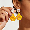 Alloy Enamel Stud Dangle Earrings WG6042F-02-1