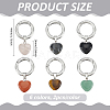 12Pcs 6 Colors Heart Natural Tiger Eye & Rose Quartz & Green Aventurine & Larvikite & Red Jasper & Obsidian Shoes Charms HJEW-PH02141-2