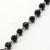 Handmade Faceted Round Glass Beads Chains for Necklaces Bracelets Making AJEW-JB00084-02-1