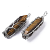 Natural Tiger Eye Big Wire Wrapped Pendants G-T133-P02B-2
