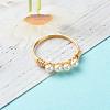 Round Shell Pearl Beads Finger Rings RJEW-TA00001-5