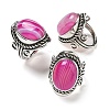 Natural Banded Agate Adjustable Rings RJEW-I108-01AS-11-4