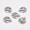 Tibetan Style Alloy Flat Round with Flower Scotland Thistle Pendants X-TIBEP-24054-AS-FF-1