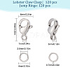 SUNNYCLUE 120Pcs 304 Stainless Steel Lobster Claw Clasps with 120Pcs Open Jump Rings STAS-SC0004-90-2