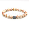 Natural Netstone Round Beaded Stretch Bracelets for Men Women FS-WG77712-12-1