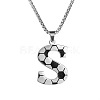201 Stainless Steel Soccer Initial Pendant Necklacess for Men Women WG63E1E-07-1